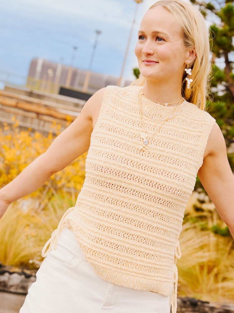 FatFace Willa Yellow Knitted Tank - Image 1 of 7