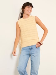 FatFace Willa Yellow Knitted Tank - Image 2 of 7
