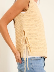 FatFace Willa Yellow Knitted Tank - Image 5 of 7
