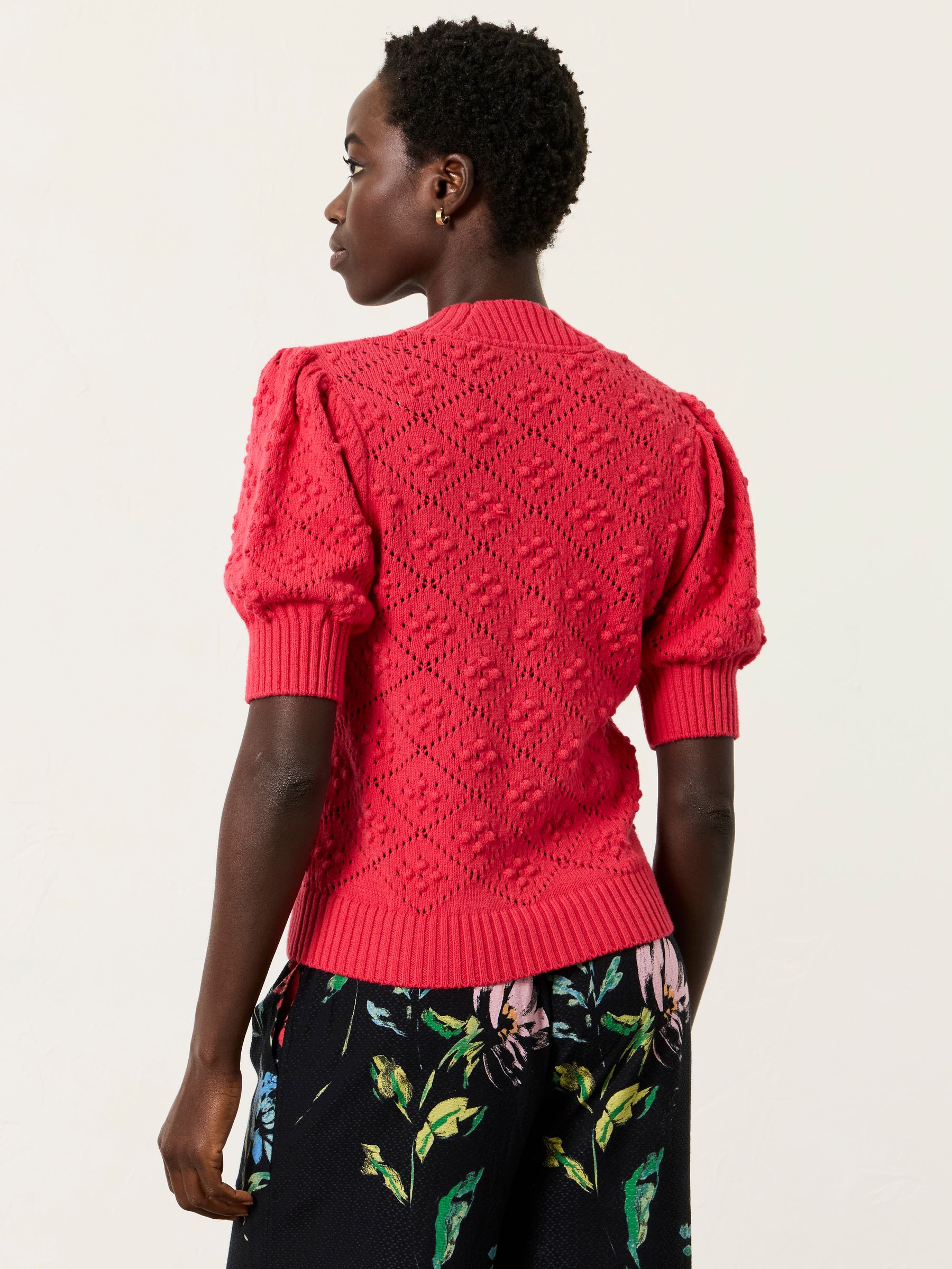 Buy FatFace Clover Raspberry Pink Knitted Short Sleeve Cardigan