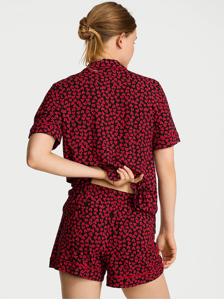 Victoria's Secret Lipstick Red Scattered Hearts Modal Short Pyjamas Set - Image 2 of 2