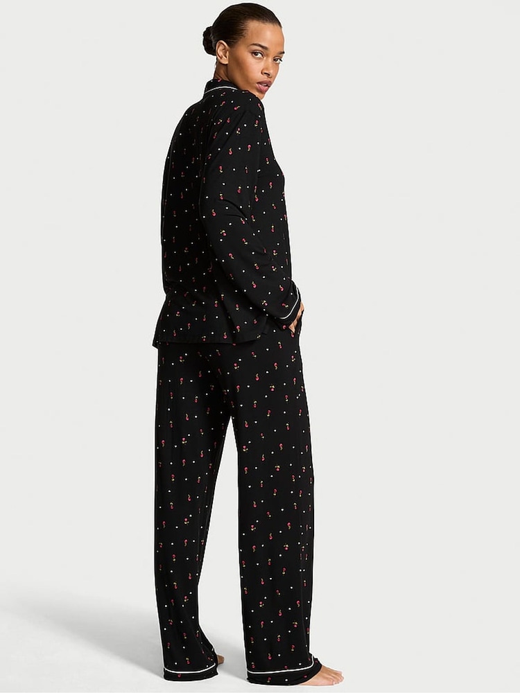 Victoria's Secret Black and Pink Ditsy Rose Modal Long Pyjamas Set - Image 2 of 2 Victoria's Secret Black and Pink Ditsy Rose Modal Long Pyjamas Set - Image 2 of 2