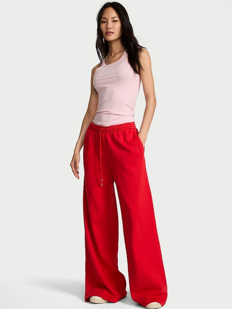 Victoria's Secret Washed Lipstick Red Fleece Wide Leg Joggers - Image 1 of 3