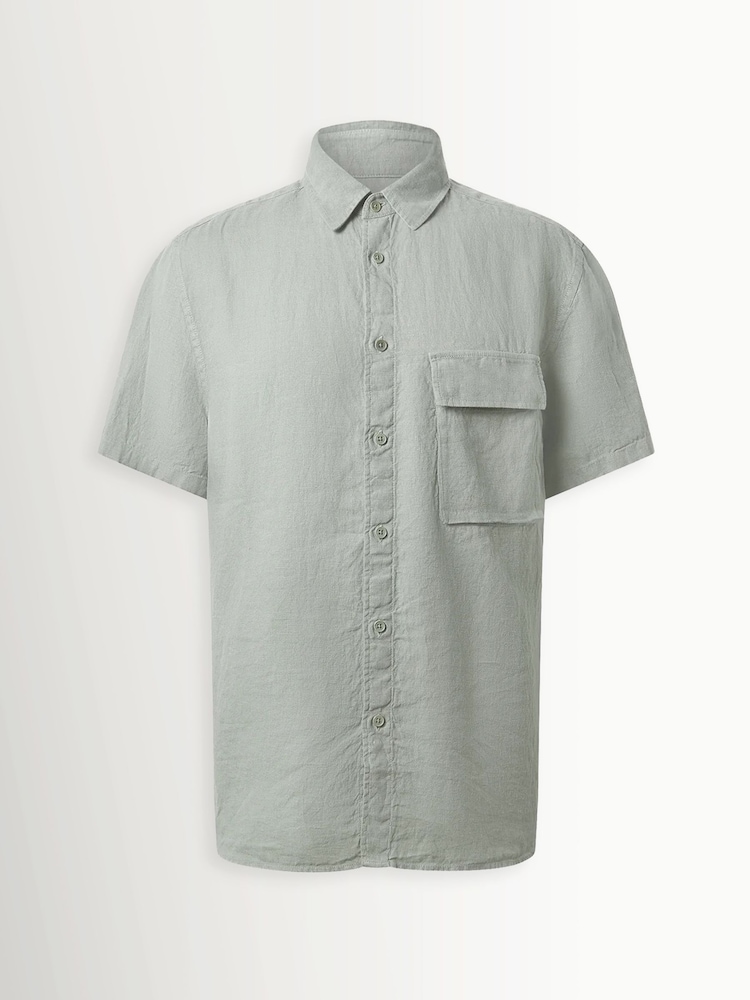 Belstaff Green Short Sleeve Linen Shirt - Image 1 of 3