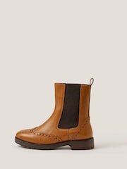 Monsoon Brown Eli Brogue Leather Chelsea Boots - Image 2 of 3