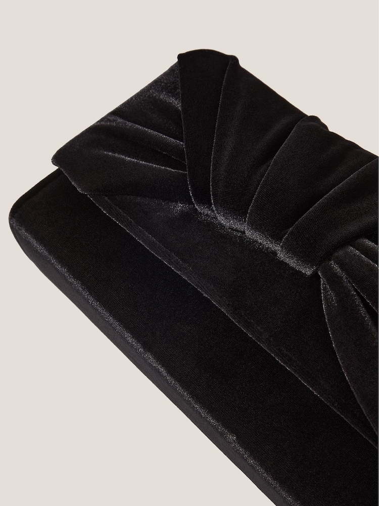 Monsoon Black Mia Pleat Velvet Clutch Bag - Image 4 of 4 Monsoon Black Mia Pleat Velvet Clutch Bag - Image 4 of 4