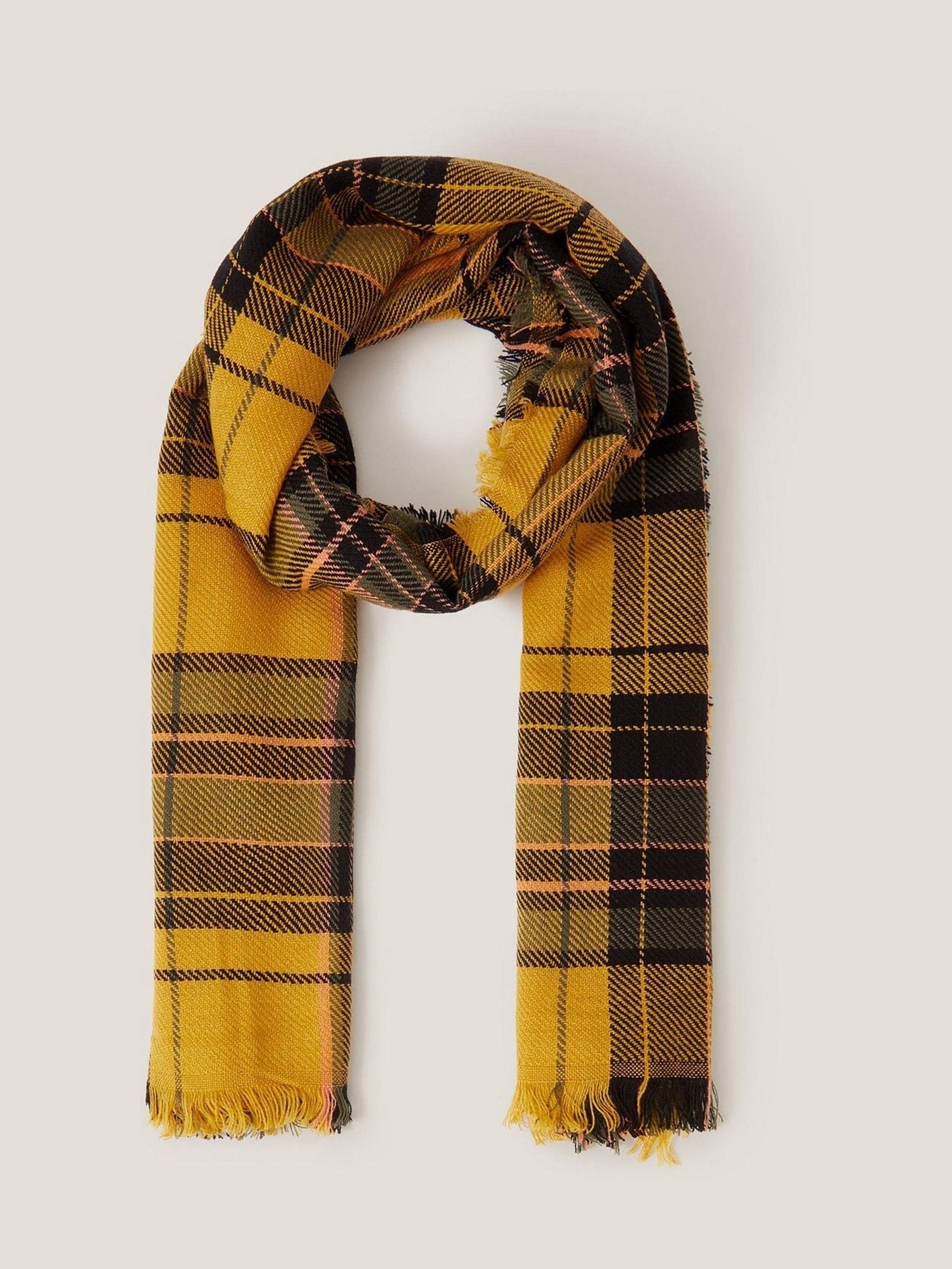 Monsoon Yellow Sarah Check Scarf