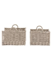 Gallery Home Set of 2 Natural Woven Willow Log Baskets - Image 6 of 9