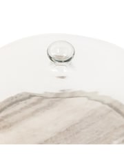 Gallery Home Beige Marble and Glass Cake Stand - Image 4 of 6