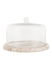 Gallery Home Beige Marble and Glass Cake Stand - Image 6 of 6