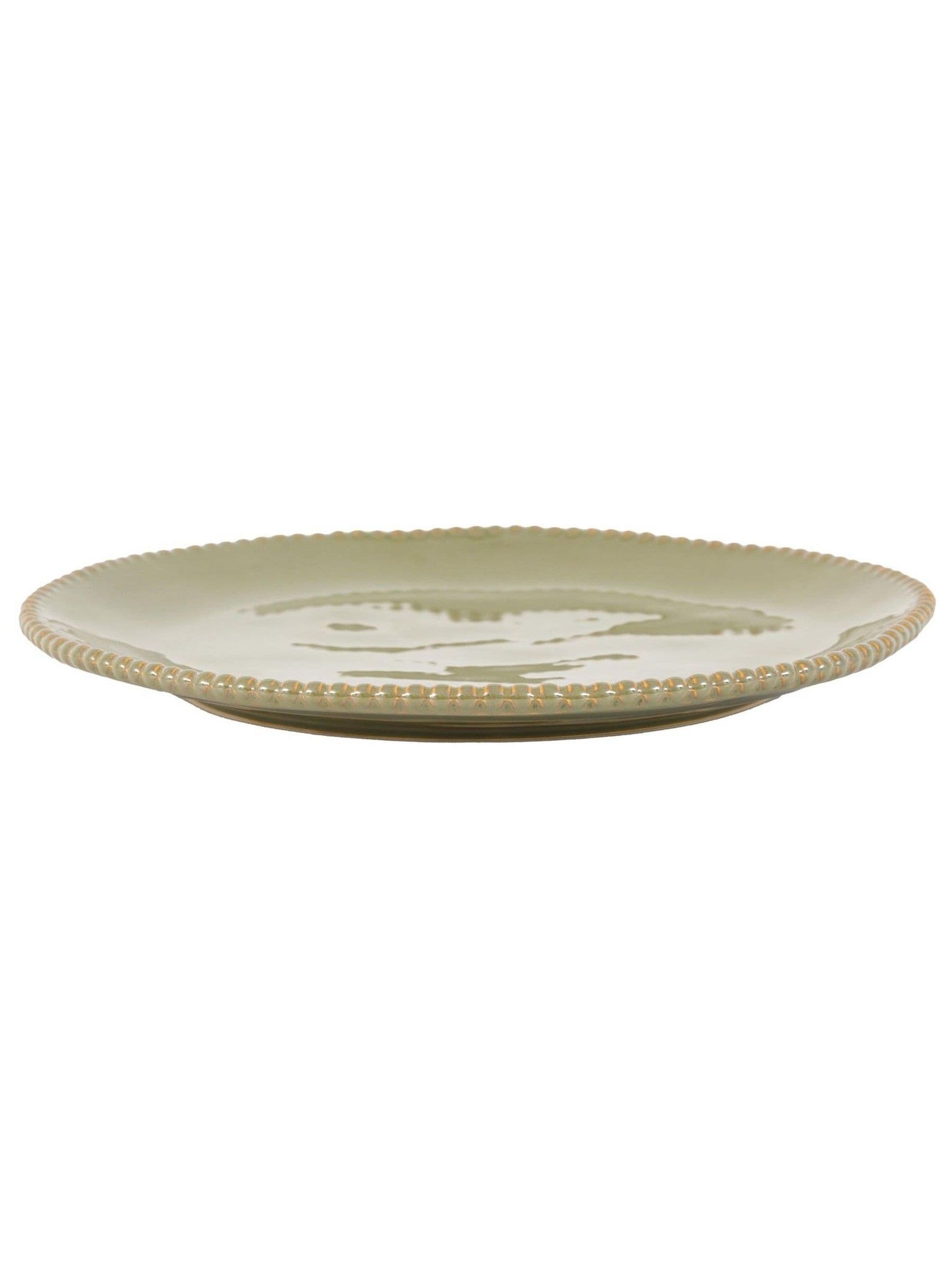 Chic Living Green Organic Pack Of 4 Olive Beaded Dinner Plates - Image 2