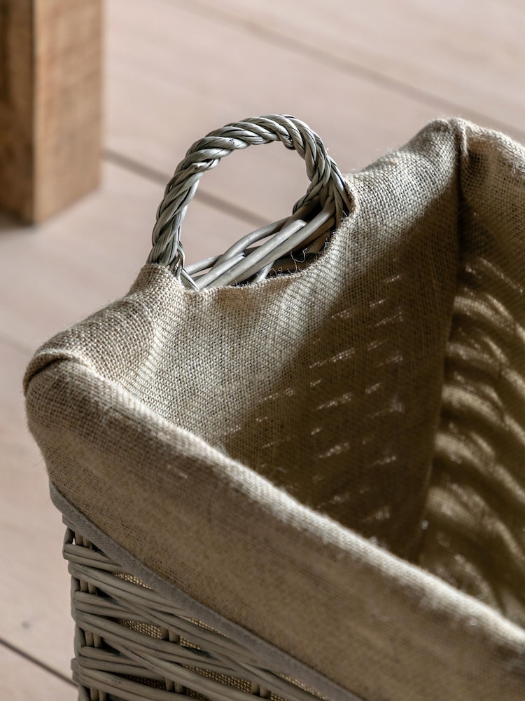 Gallery Home Set of 2 Natural Lined Square Woven Willow Baskets - Image 2 of 9