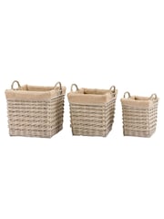 Gallery Home Set of 2 Natural Lined Square Woven Willow Baskets - Image 5 of 9