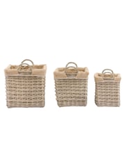 Gallery Home Set of 2 Natural Lined Square Woven Willow Baskets - Image 6 of 9