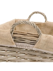 Gallery Home Set of 2 Natural Lined Square Woven Willow Baskets - Image 8 of 9
