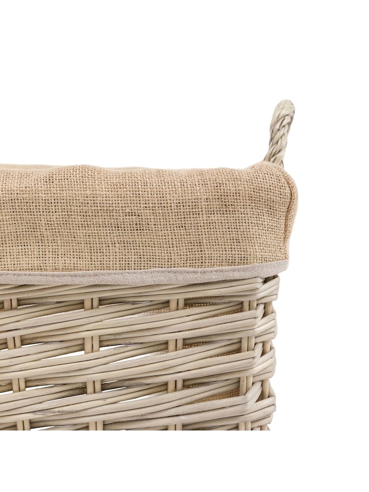 Gallery Home Set of 2 Natural Lined Square Woven Willow Baskets - Image 9 of 9