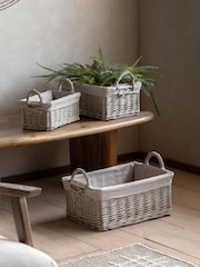 Gallery Home Set of 2 Natural Lined Woven Willow Baskets - Image 1 of 9