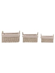 Gallery Home Set of 2 Natural Lined Woven Willow Baskets - Image 4 of 9