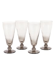 Gallery Home Grey Set of 4 Smoked Swirl Flute Glasses - Image 4 of 4