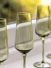 Gallery Home Green Set of 4 Smokey Champagne Flutes - Image 2 of 6