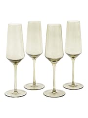 Gallery Home Green Set of 4 Smokey Champagne Flutes - Image 5 of 6