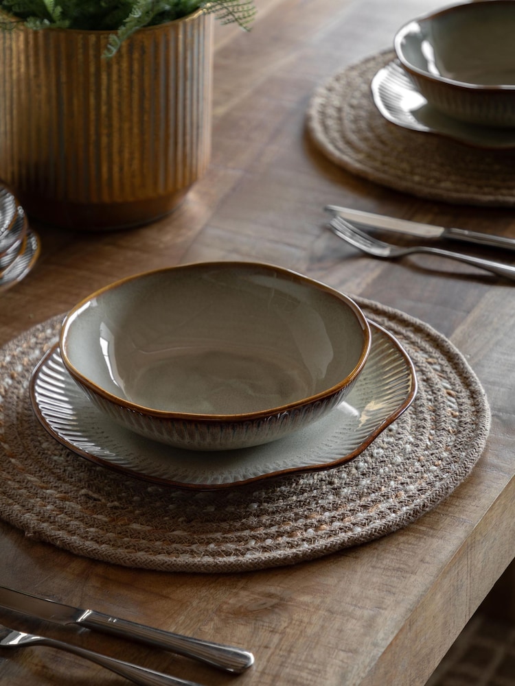 Gallery Home Set of 4 Stone Rita Ridged Pasta Bowls - Image 1 of 6