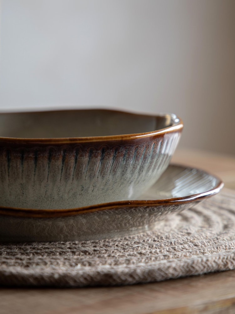 Gallery Home Set of 4 Stone Rita Ridged Pasta Bowls - Image 2 of 6
