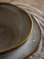Gallery Home Set of 4 Stone Rita Ridged Pasta Bowls - Image 3 of 6