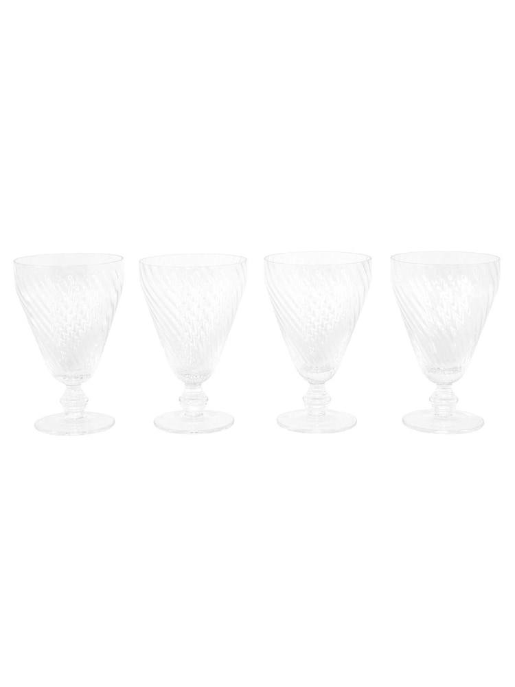 Gallery Home Set of 4 Clear Swirl Wine Glasses - Image 1 of 4