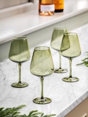 Gallery Home Green Set of 4 Smokey Wine Glasses - Image 1 of 7