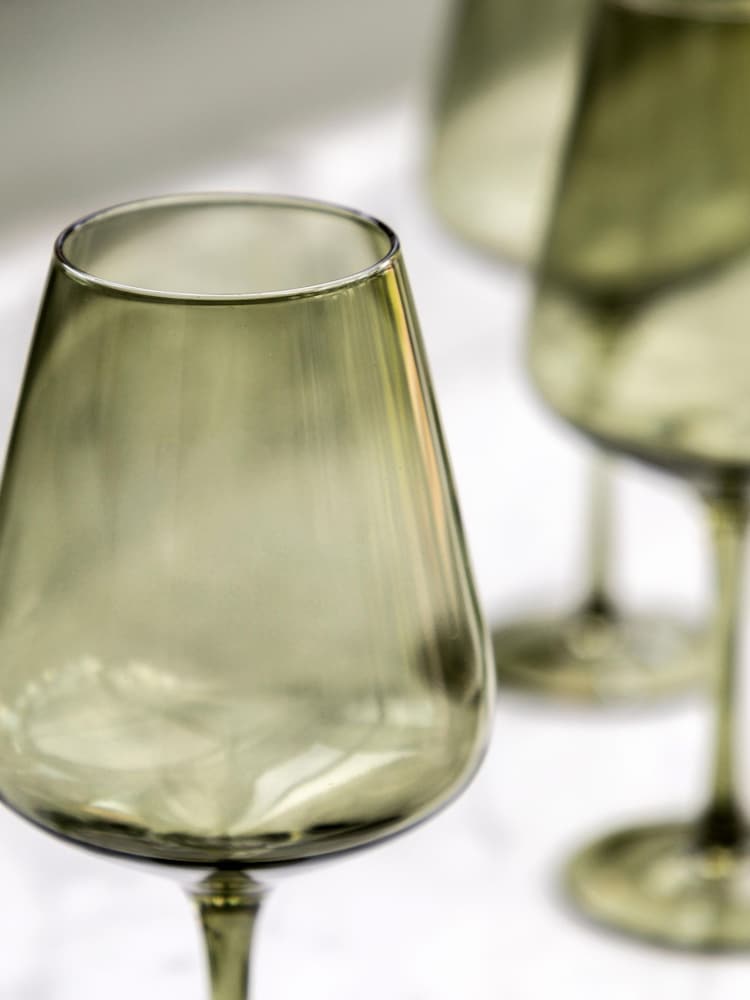 Gallery Home Green Set of 4 Smokey Wine Glasses - Image 2 of 7