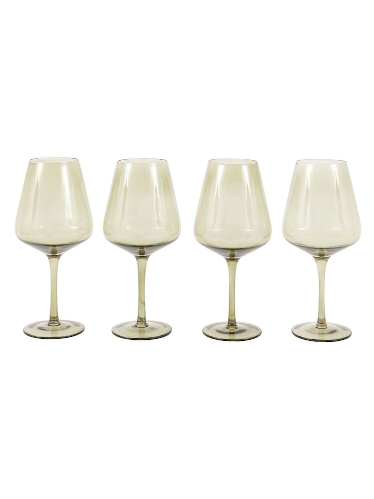 Gallery Home Green Set of 4 Smokey Wine Glasses - Image 7 of 7