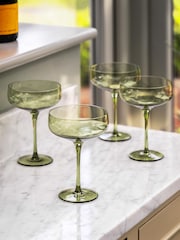 Gallery Home Green Set of 4 Smokey Coupe Glasses - Image 1 of 7