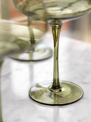 Gallery Home Green Set of 4 Smokey Coupe Glasses - Image 2 of 7