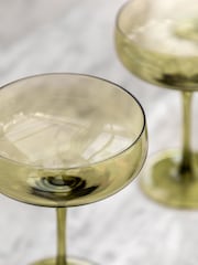 Gallery Home Green Set of 4 Smokey Coupe Glasses - Image 3 of 7