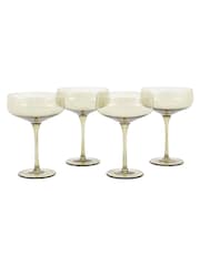 Gallery Home Green Set of 4 Smokey Coupe Glasses - Image 6 of 7