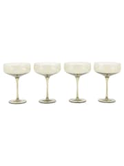 Gallery Home Green Set of 4 Smokey Coupe Glasses - Image 7 of 7