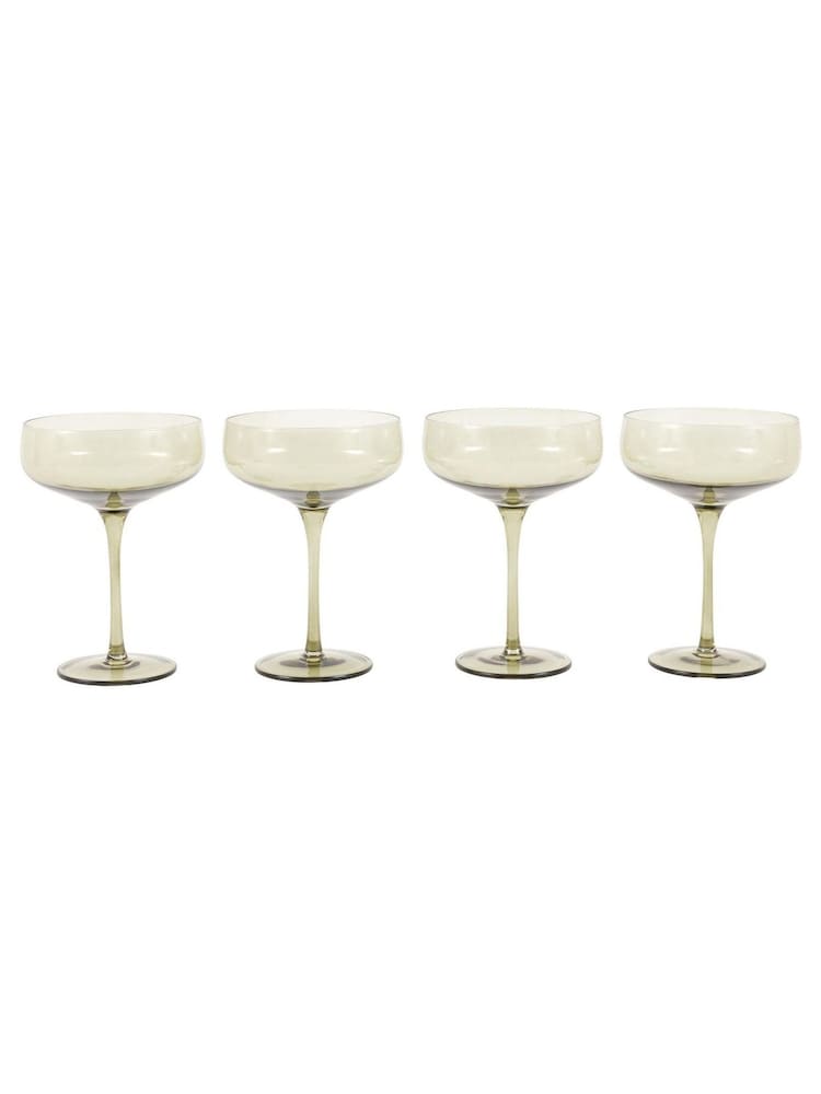 Gallery Home Green Set of 4 Smokey Coupe Glasses - Image 7 of 7
