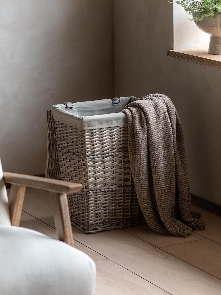 Gallery Home Set of 2 Natural Lined Woven Laundry Baskets - Image 1 of 9
