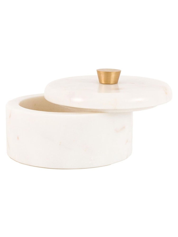 Gallery Home White Marble Round Storage Box - Image 2 of 4