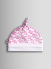 JoJo Maman Bébé Pink 3-Pack Elephant, Stripe & Star Baby Hats - Image 3 of 8