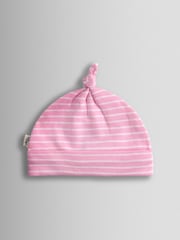JoJo Maman Bébé Pink 3-Pack Elephant, Stripe & Star Baby Hats - Image 7 of 8