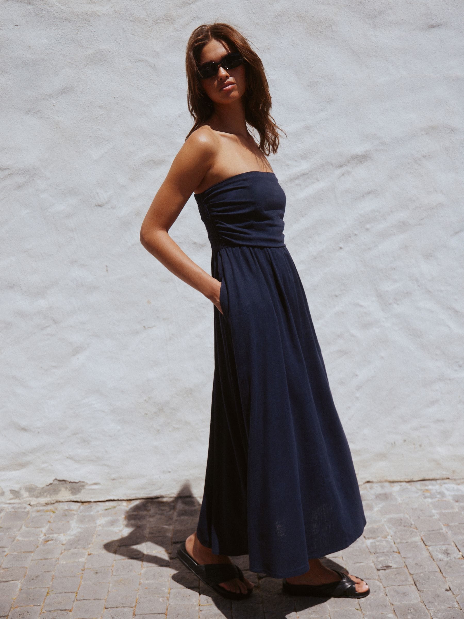 white spaghetti strap maxi dress Palma Low Back Strappy Maxi Dress White