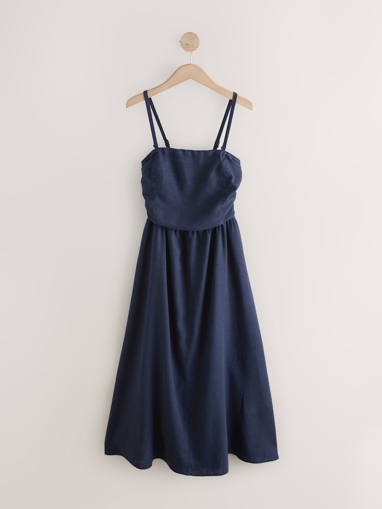 Buy Navy Blue Ruched Bandeau Midi Dress from Next USA Buy Navy Blue Ruched Bandeau Midi Dress from Next USA