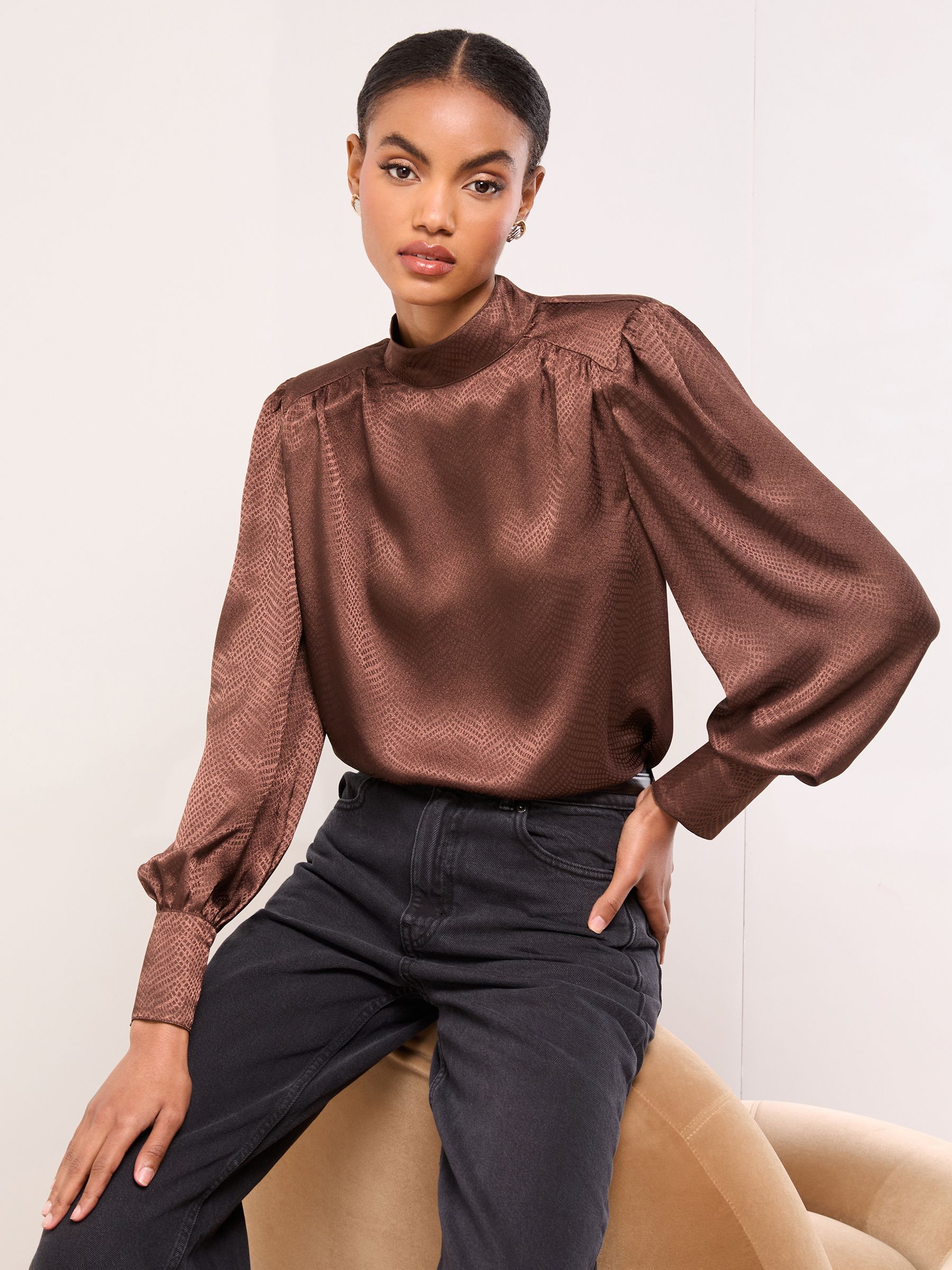 Buy Lipsy Chocolate Brown High Neck Top from the Next UK online shop