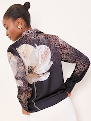 Lipsy Brown Satin Shirt - Image 2 of 4