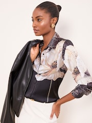 Lipsy Brown Satin Shirt - Image 4 of 4
