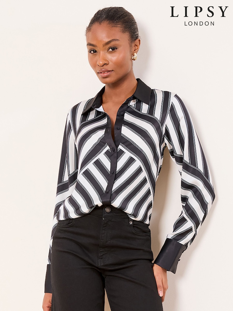 Lipsy Monochrome Stripe Shirt - Image 5 of 5 Lipsy Monochrome Stripe Shirt - Image 5 of 5