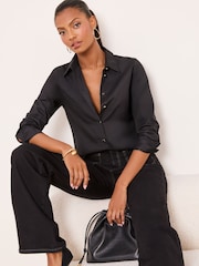 Lipsy Black Poplin Shirt - Image 1 of 4