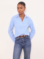 Μπλε με ρίγες - Πουκάμισο Lipsy Poplin με Λαιμόκοψη V - Εικόνα 1 του 4